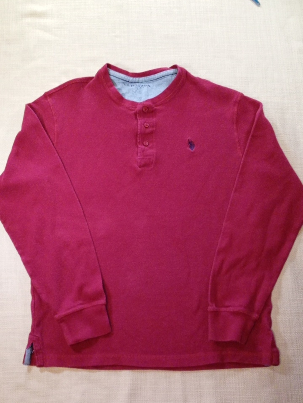 Polo by Ralph Lauren Men's Dark Red Long-Sleeve Henley